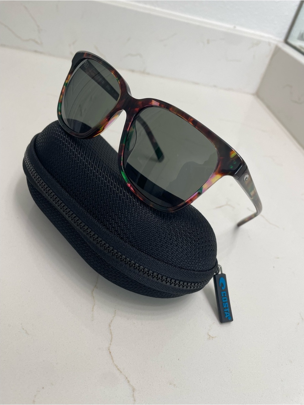 Costa Multicolor Tortoise Frame Sunglasses with Dark Green Lenses